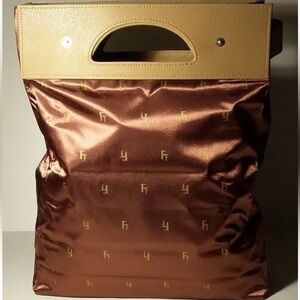 FASHION FAIR Large Travel Signature Tote Bag Gold/Brown nwot